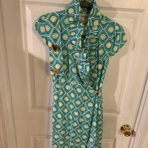 Elizabeth McKay Dress Size 2 Yellow Blue White